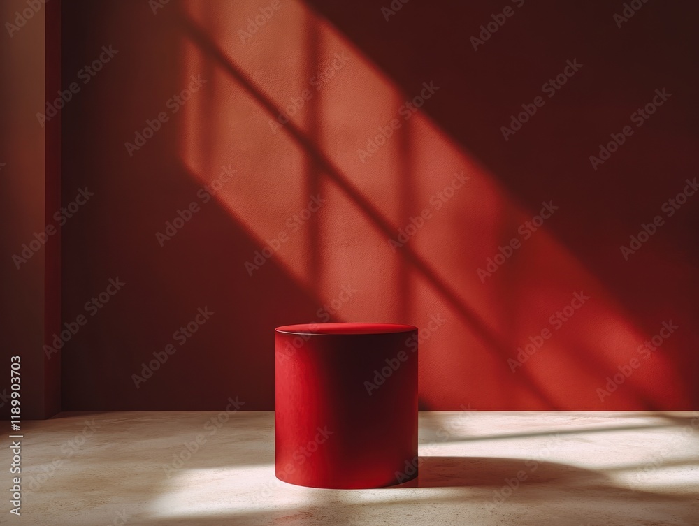 Red Minimalist Pedestal for Product Display and Advertising in Modern Style