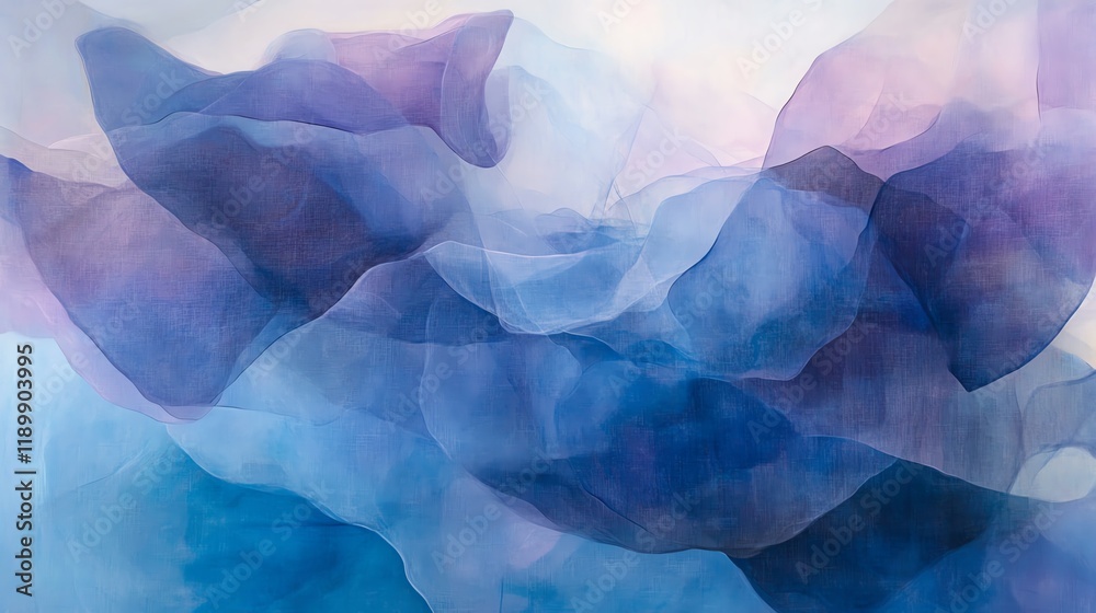 Abstract Blue and Purple Painting Featuring Flowing Shapes and Soft Edges in a Serene Composition Abstract Blue and Purple Painting Featuring Flowing Shapes and Soft Edges in a Serene Composition