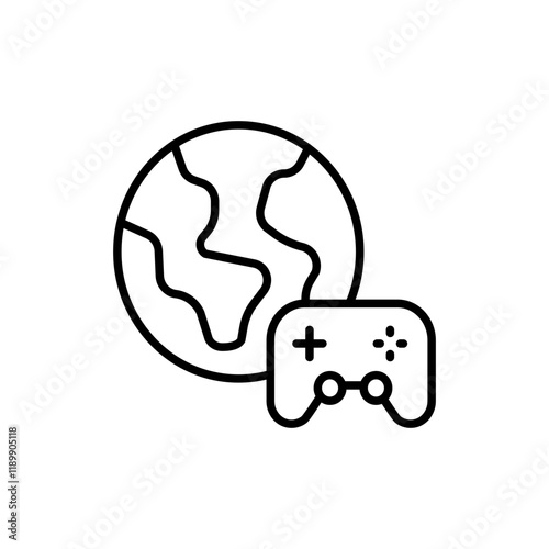 Game community world outline icons, minimalist vector illustration ,simple transparent graphic element .Isolated on white background