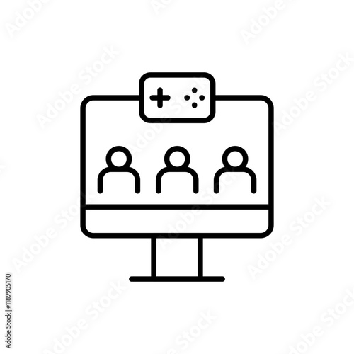 Game community outline icons, minimalist vector illustration ,simple transparent graphic element .Isolated on white background