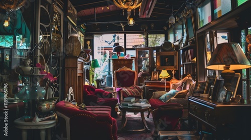 Antique store filled with a variety of vintage item  photo