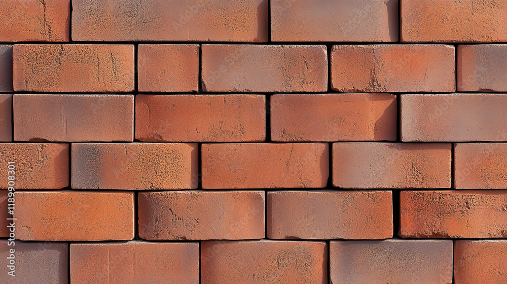Fototapeta premium A seamless texture of red clay bricks, arranged in an old-fashioned style with visible cracks and glaze