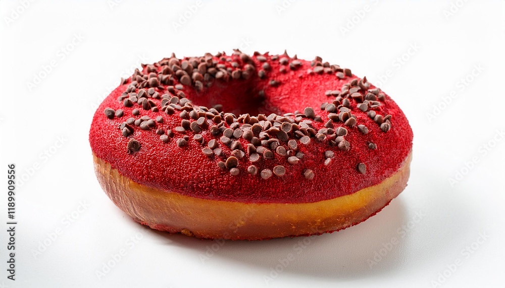 Red Velvet Donut with Chocolate Sprinkles on White Background Isolated Red Velvet Donut with Chocolate Sprinkles on White Background Isolated