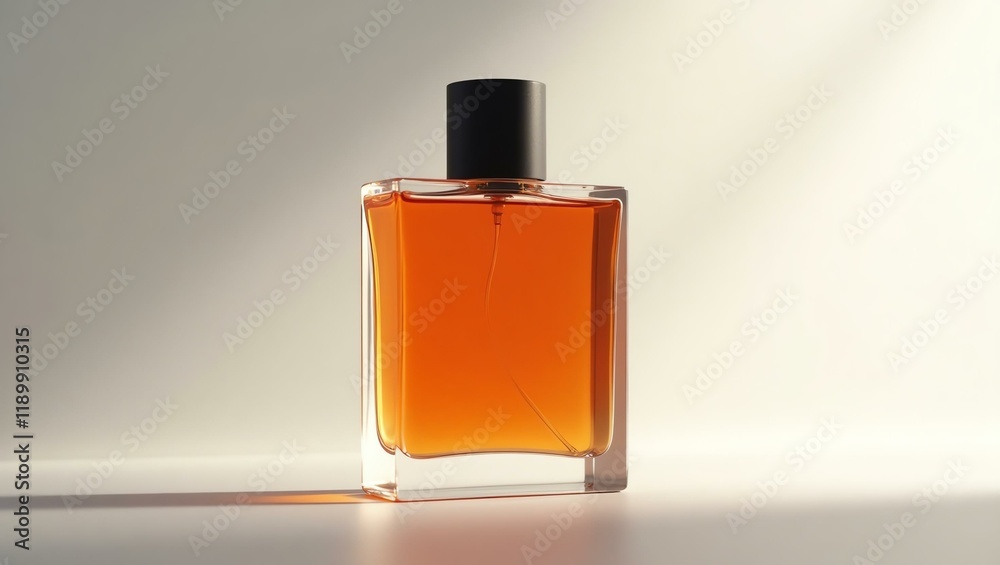 burnt orange perfume for men in a transparent luxury bottle, designed with sharp, modern lines and a matte finish burnt orange perfume for men in a transparent luxury bottle, designed with sharp, modern lines and a matte finish