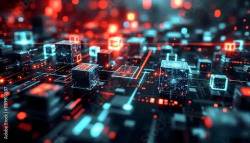 Red Glowing Circuit Board Background