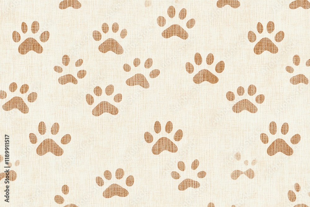 A seamless textile design with light brown paw prints on a warm beige background, subtle and elegant, perfect for creating soft, natureinspired fabrics A seamless textile design with light brown paw prints on a warm beige background, subtle and elegant, perfect for creating soft, natureinspired fabrics