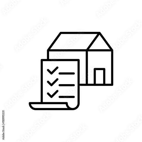 Home inspection list outline icons, minimalist vector illustration ,simple transparent graphic element .Isolated on white background