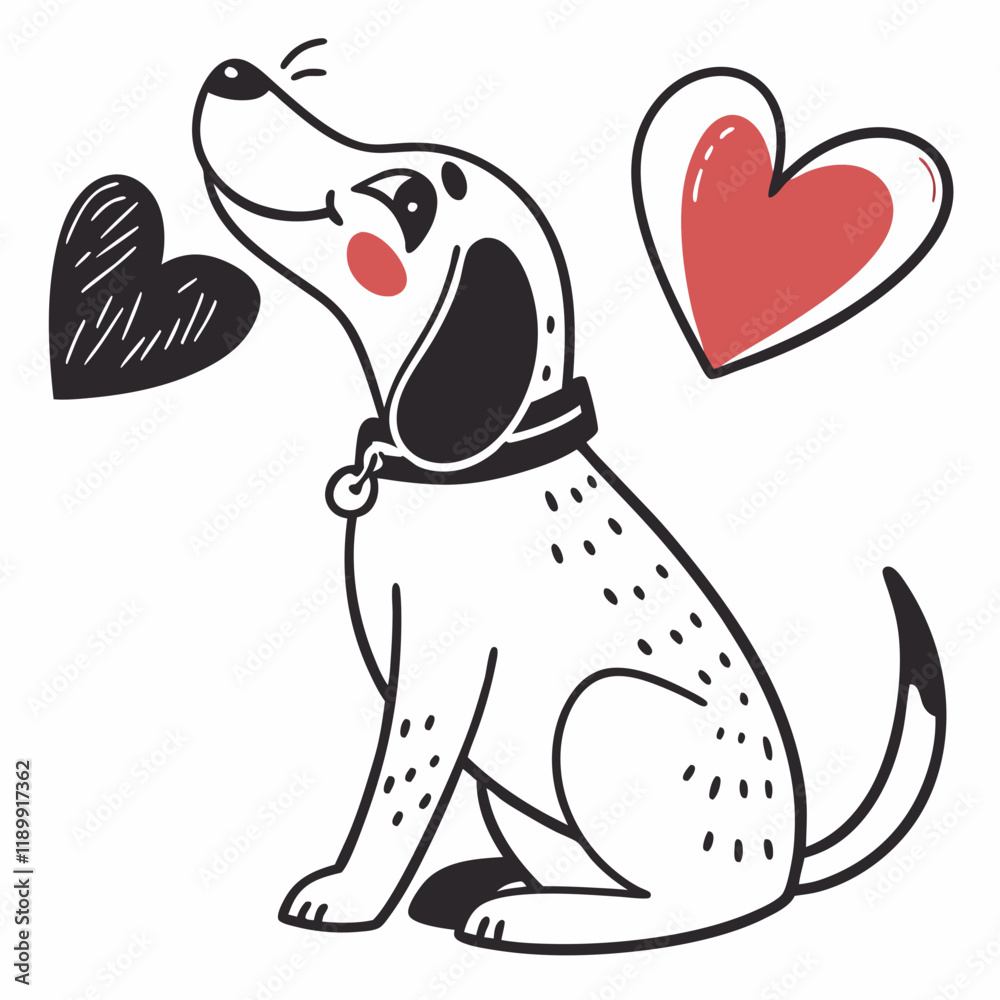 Obraz premium Vector cute Pet Dog With Love Heart