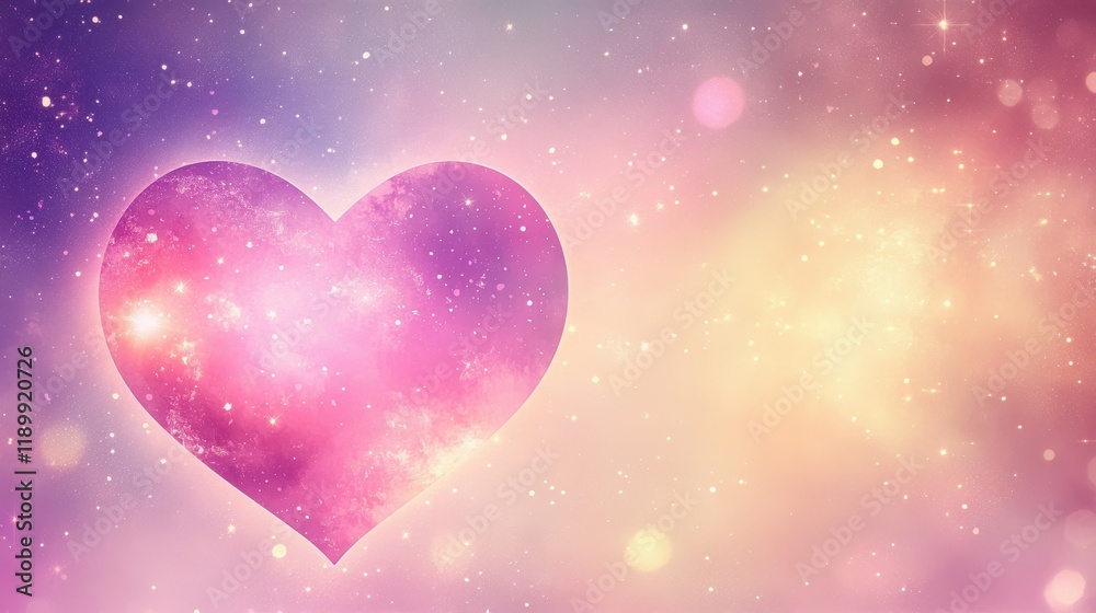 Colorful Heart with Cosmic Elements in a Dreamy Background Colorful Heart with Cosmic Elements in a Dreamy Background