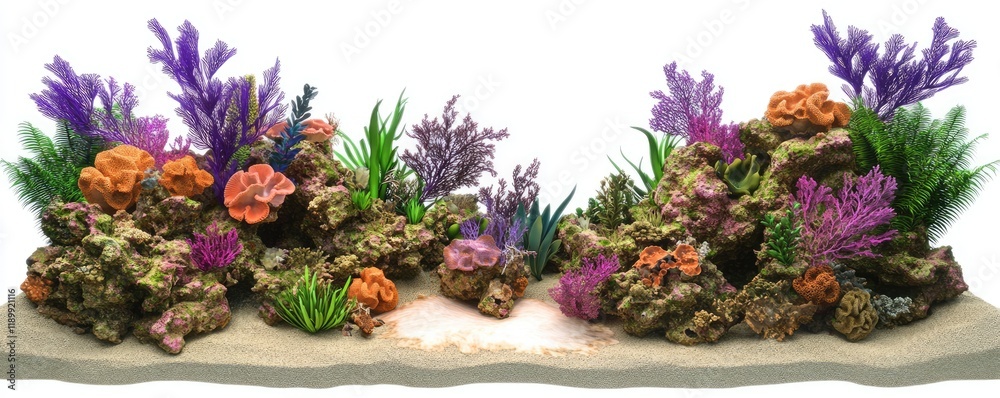Fototapeta premium Vibrant Coral Reef Display with Colorful Marine Flora in Aquarium Setting