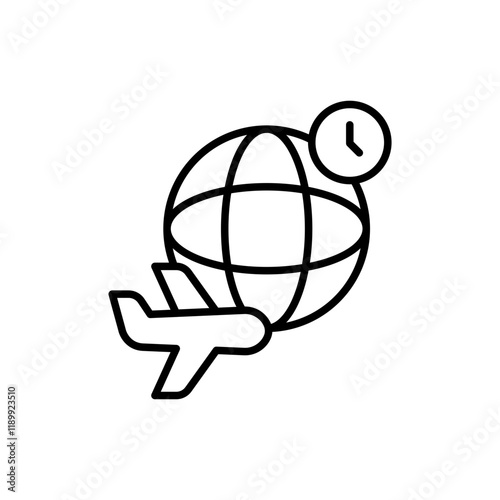 Jet lag outline icons, minimalist vector illustration ,simple transparent graphic element .Isolated on white background