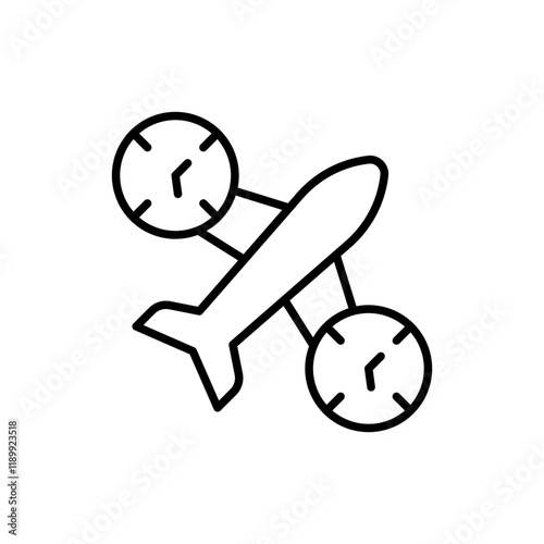 Jet lag outline icons, minimalist vector illustration ,simple transparent graphic element .Isolated on white background
