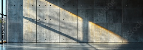 Concrete Wall Texture with Gentle Morning Light and Symmetrical Composition photo