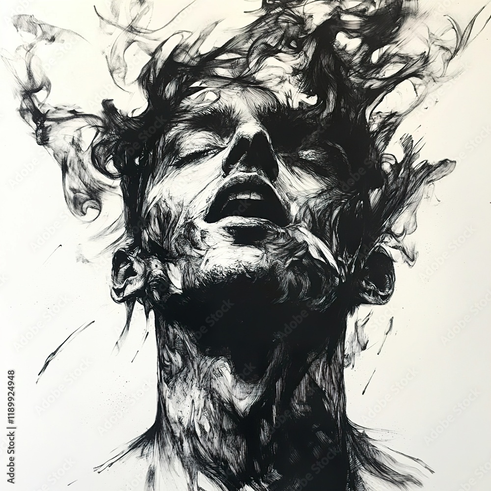 Fototapeta premium Intense Emotions: A Black and White Portrait