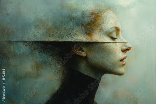 Surreal Portrait of Cynical Man with Long Nose Abstract Concept