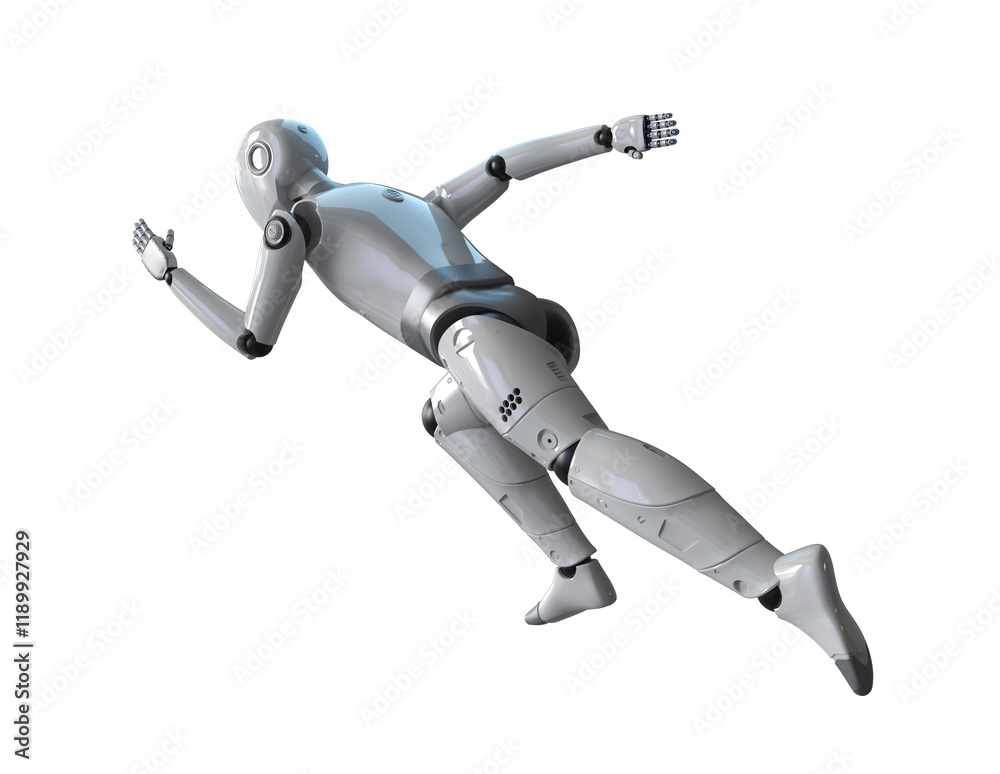 Humanoid robot with black face move forward isolated on white Humanoid robot with black face move forward isolated on white