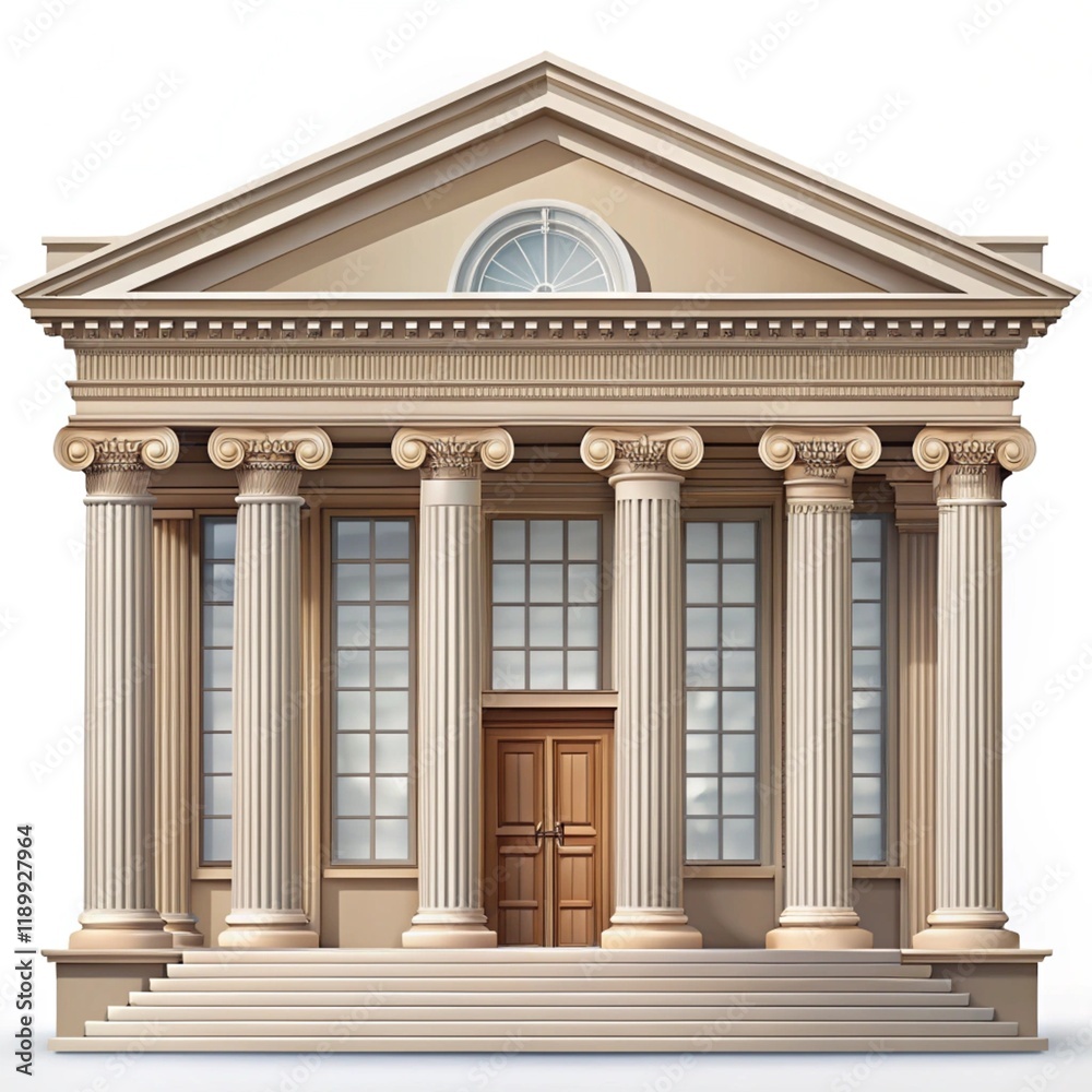 Realistic large bank building in classical style with columns Realistic large bank building in classical style with columns