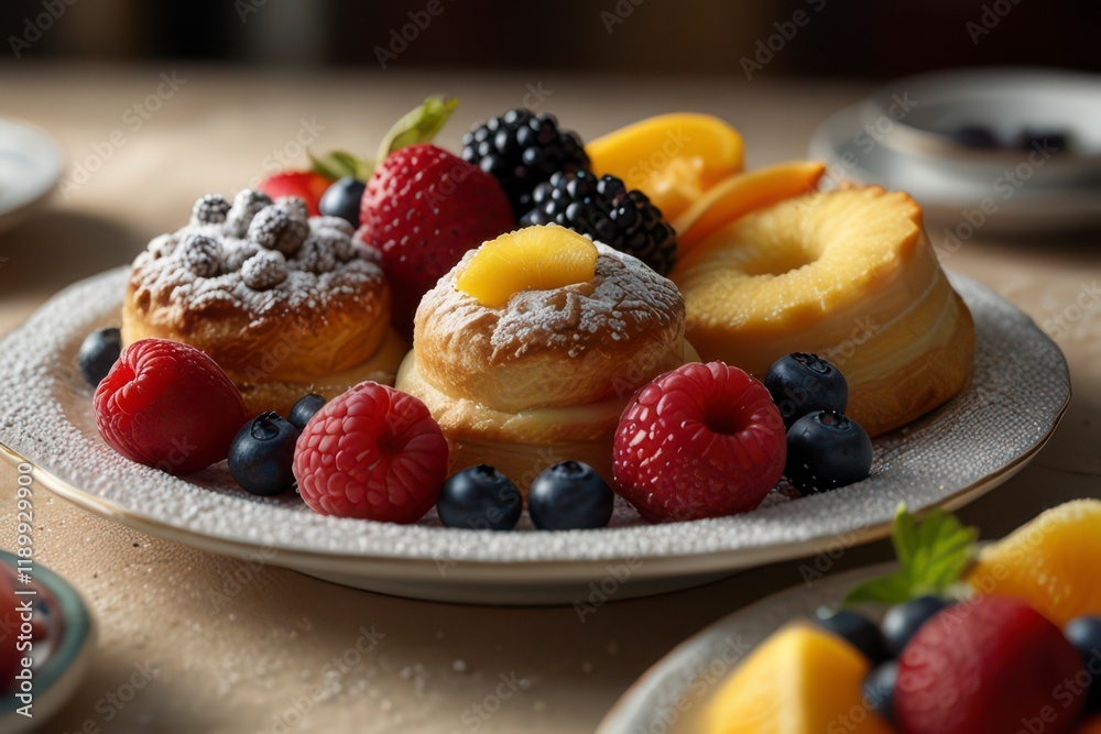 Elegant assortment pastries desserts arranged Elegant assortment pastries desserts arranged