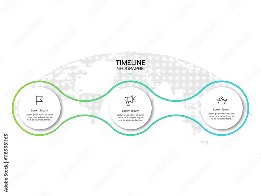 Infographic template. Concept of circular process with 3 steps and icons.