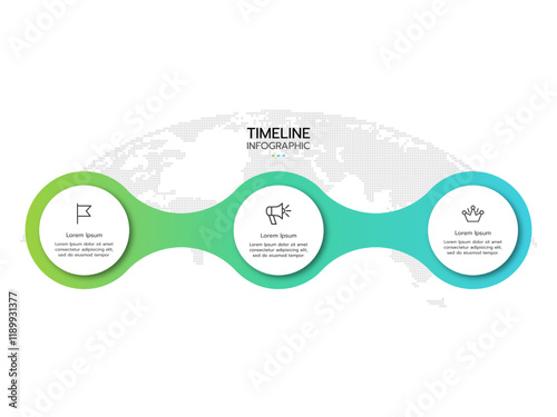 Infographic template. Concept of circular process with 3 steps and icons.