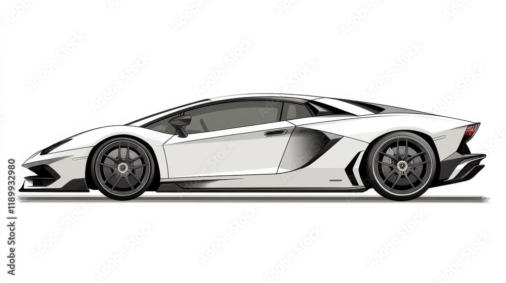 Sleek White Sports Car Design With Bold Lines and Aerodynamic Shape Sleek White Sports Car Design With Bold Lines and Aerodynamic Shape
