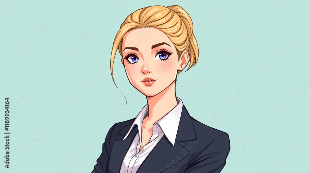 Professional business portrait of a blonde businesswoman against pastel background Professional business portrait of a blonde businesswoman against pastel background