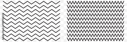 Wave line and wavy zigzag lines. Black curved lines pattern in abstract style. Horizontal geometric decoration element. Vector illustration. eps 10.