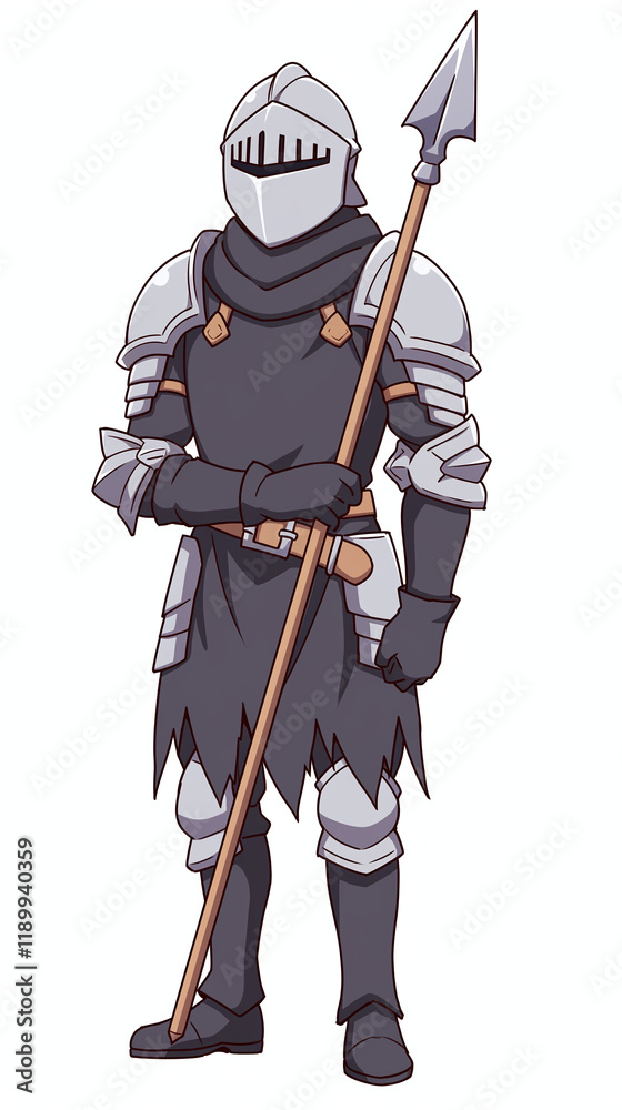 Fototapeta premium Medieval Knight in Full Armor with Spear