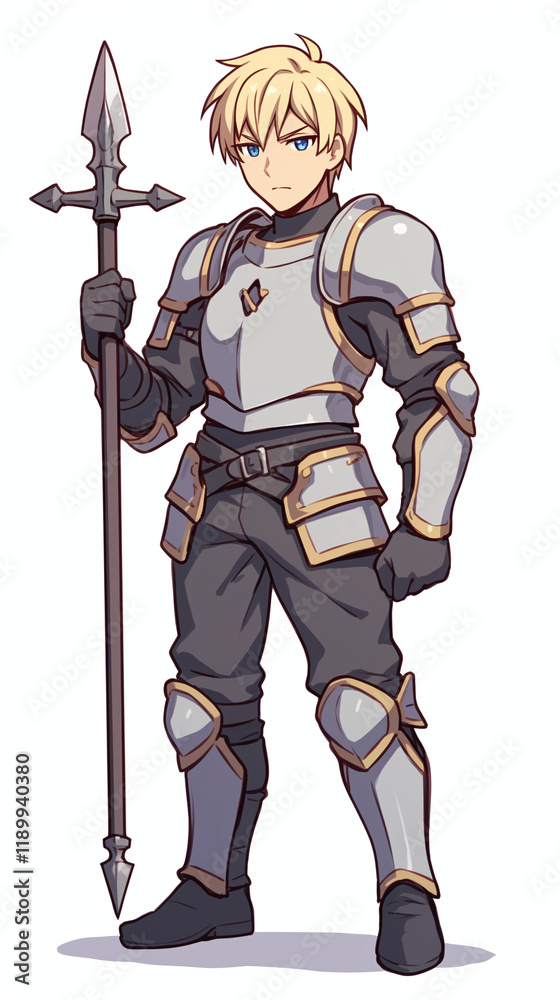 Obraz premium Armored Warrior with Spear - Fantasy Character Illustration