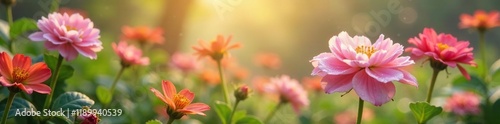 Dew-kissed million bells flowers sway gently in the morning breeze, morning, soft, delicate