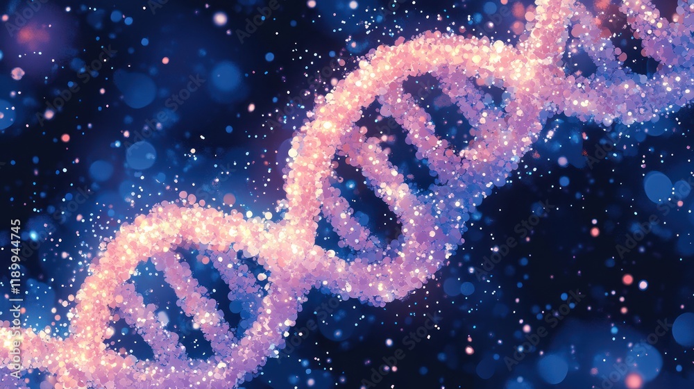 Glowing DNA double helix in space. Glowing DNA double helix in space.