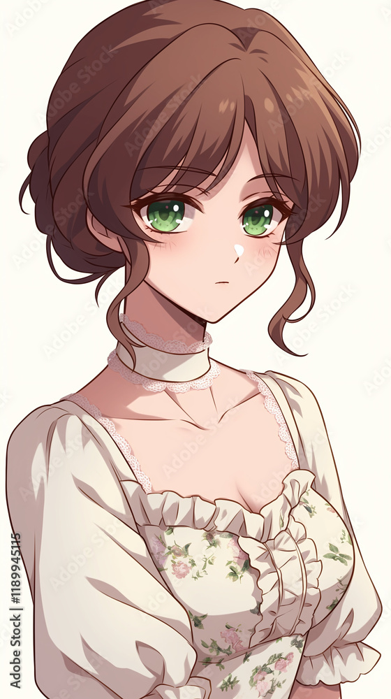 Beautiful Anime Girl in a Floral Dress Beautiful Anime Girl in a Floral Dress