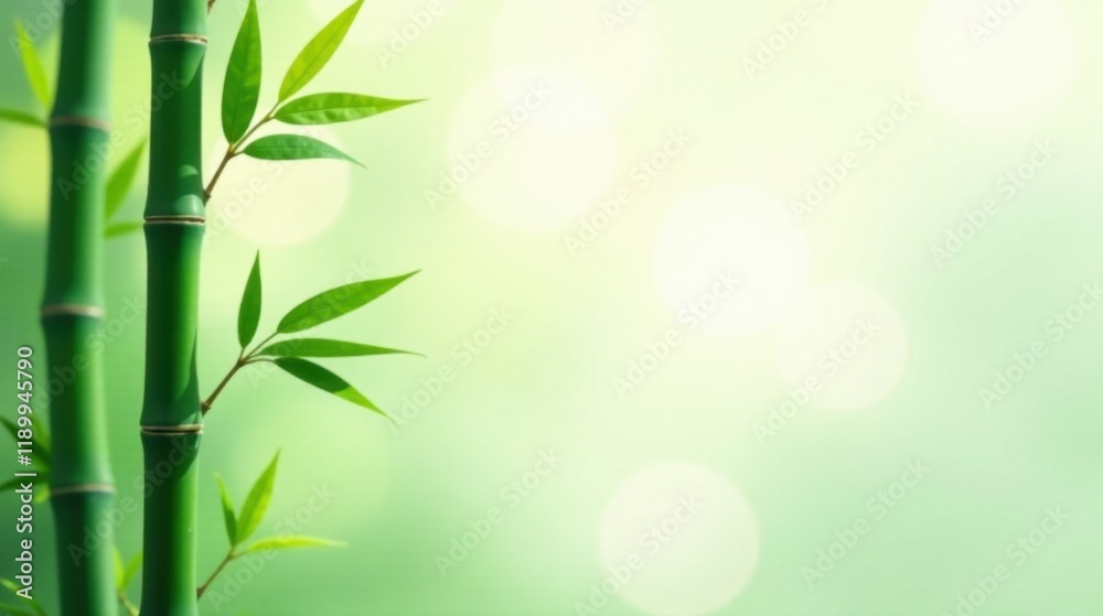 Obraz premium Serene Bamboo Shoots with Lush Green Foliage Against a Softly Blurred Background