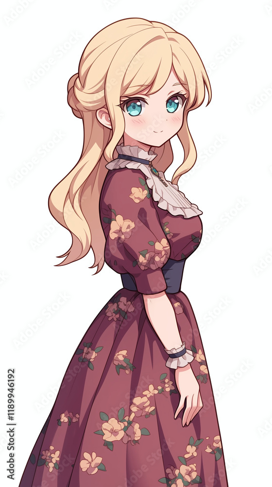 Beautiful Anime Girl in a Floral Dress Beautiful Anime Girl in a Floral Dress