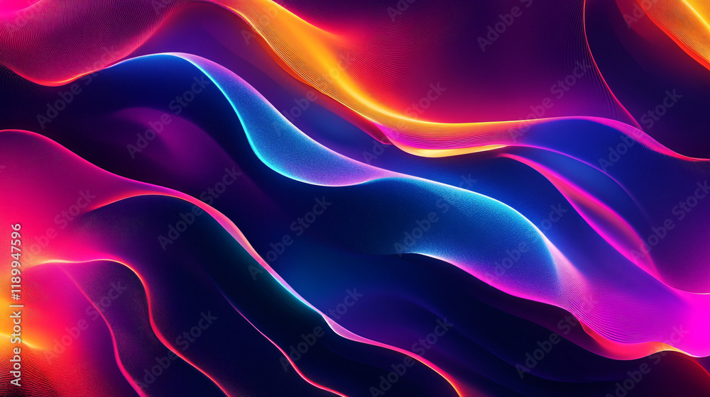 Fototapeta premium Abstract visuals blending neon lights and textured backgrounds.