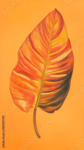 Tropical leaves with orange color