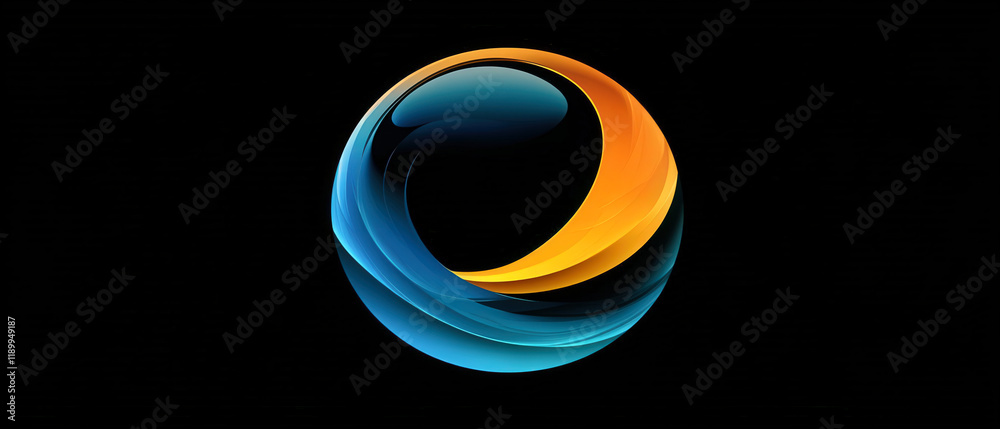 A blue and orange circle with a black background A blue and orange circle with a black background