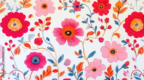 Wallpaper Mural Vibrant Floral Pattern with Bold Colors and Artistic Design Elements Torontodigital.ca