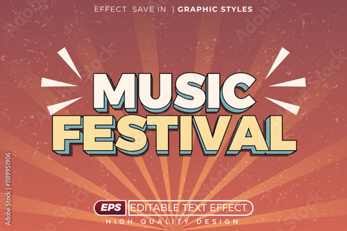 Editable 3d text effect music festival