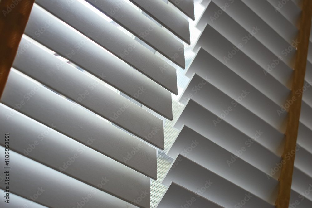 Obraz premium white window blinds in home, object for decorate interior of house