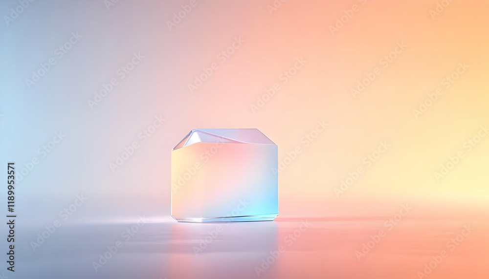 Fototapeta premium A stunning light-reflective cube showcases a blend of colors, embodying modern design and artistic expression.