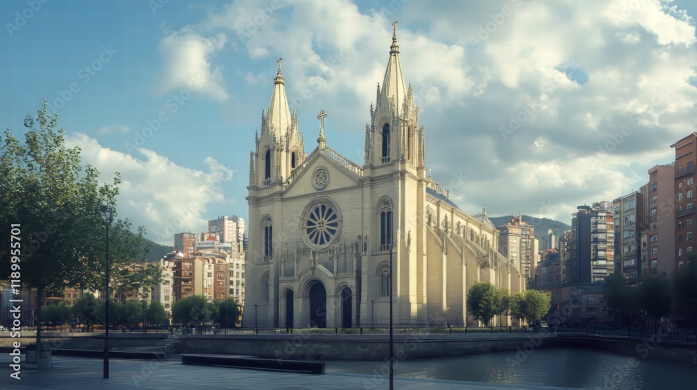 Fototapeta premium Grand church in urban setting