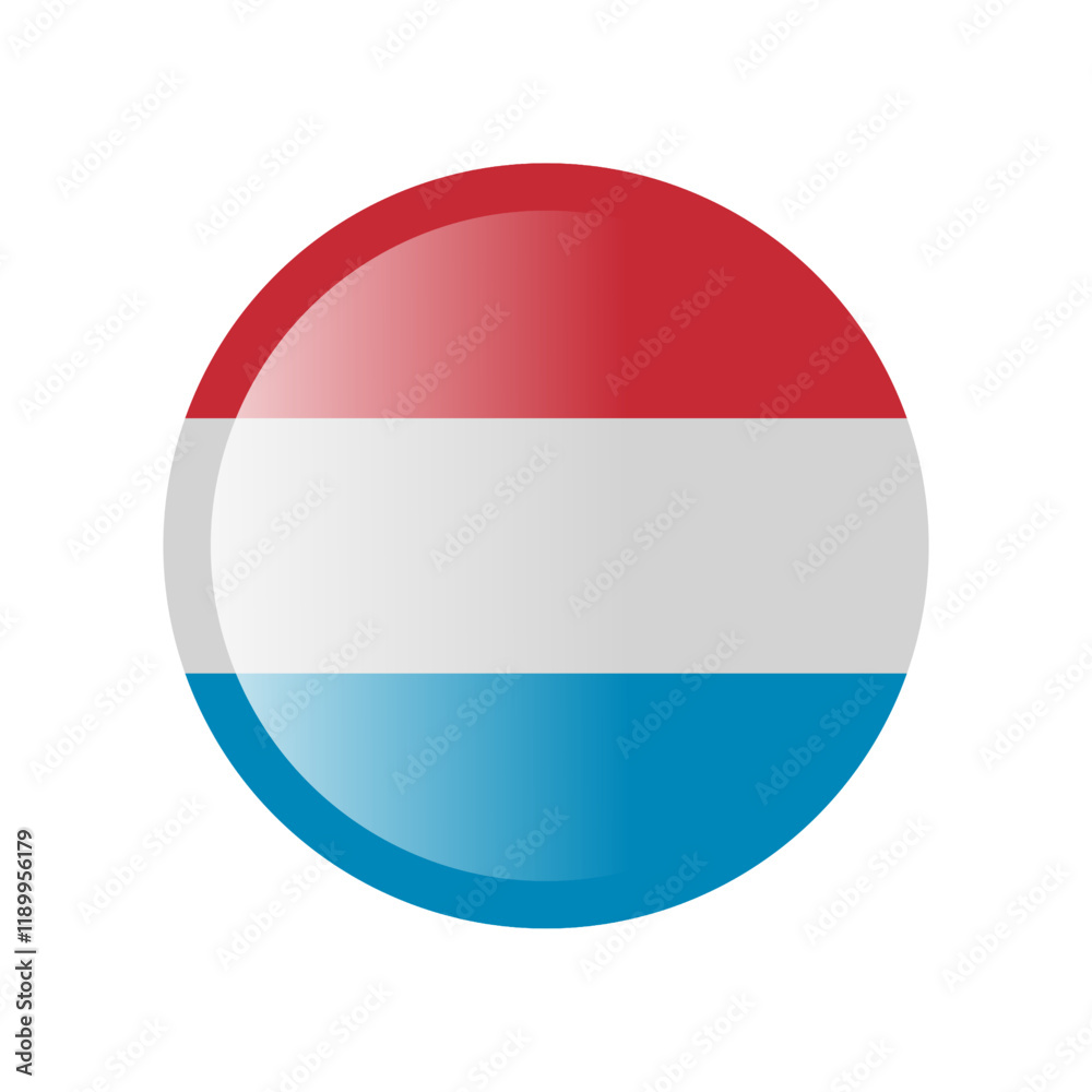 The flag of luxembourg. Circle icon flag. Button flag icon. Standard color. 3d illustration. glossy circle badge The flag of luxembourg. Circle icon flag. Button flag icon. Standard color. 3d illustration. glossy circle badge