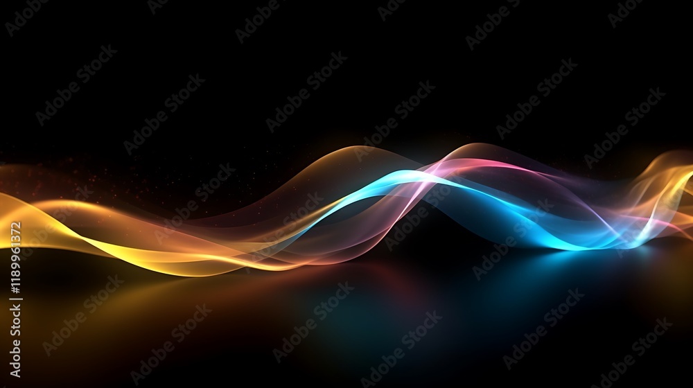 Abstract Colorful Waves Flowing Dark Background Abstract Colorful Waves Flowing Dark Background