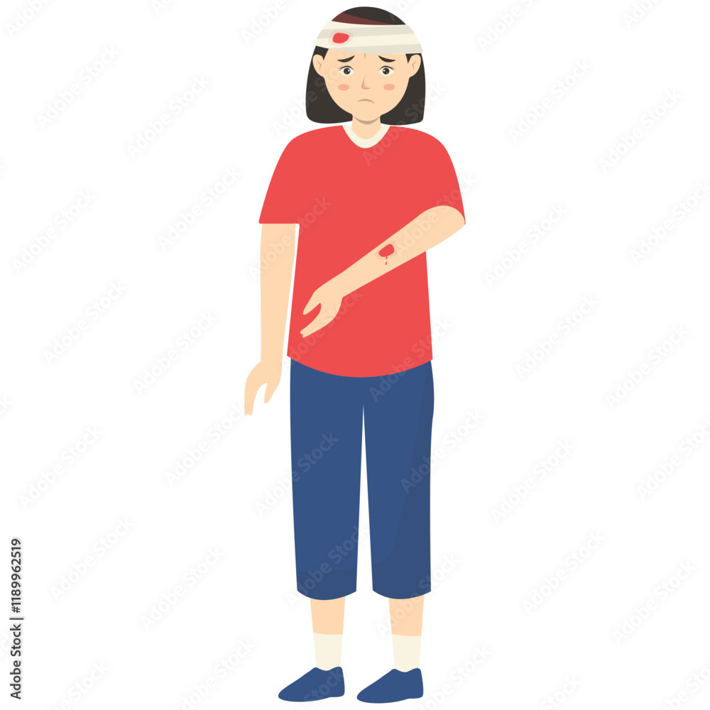 Women with Pain and Injury. Isolated on White Background. Vector Cartoon Character Illustration Women with Pain and Injury. Isolated on White Background. Vector Cartoon Character Illustration