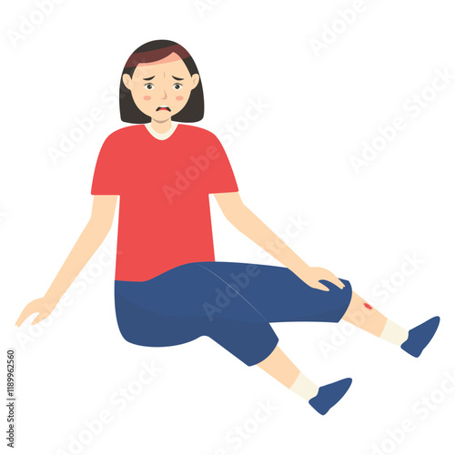 Women with Pain and Injury. Isolated on White Background. Vector Cartoon Character Illustration