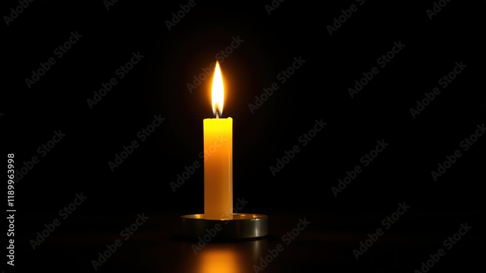 custom made wallpaper toronto digitalGlowing Mourning Candle, Black Background, Empty Text Space, AI Art, Memorial, Grief, Candlelight, Elegant, Spiritual