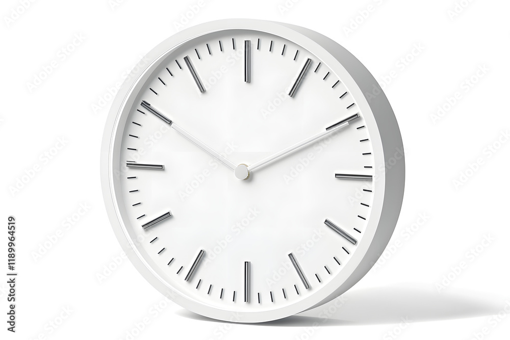 Modern White Clock Shows Precise Time Modern White Clock Shows Precise Time
