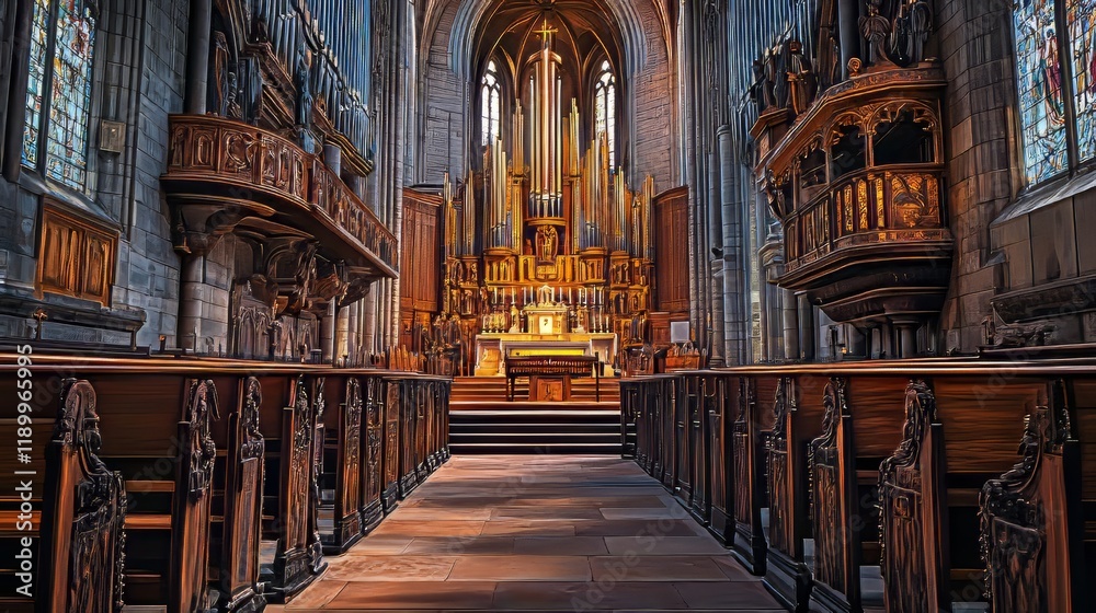 Fototapeta premium Grand church interior, ornate details