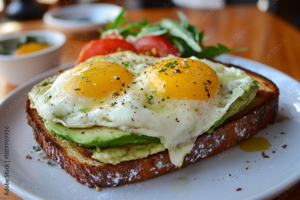 Avocado toast with eggs generative AI Avocado toast with eggs generative AI